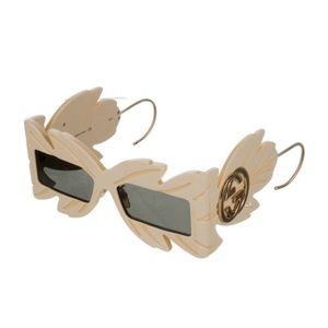 Gucci Square GG Logo Leaf Oversized Ivory GG0535/S Sunglasses . Retail $1885.00